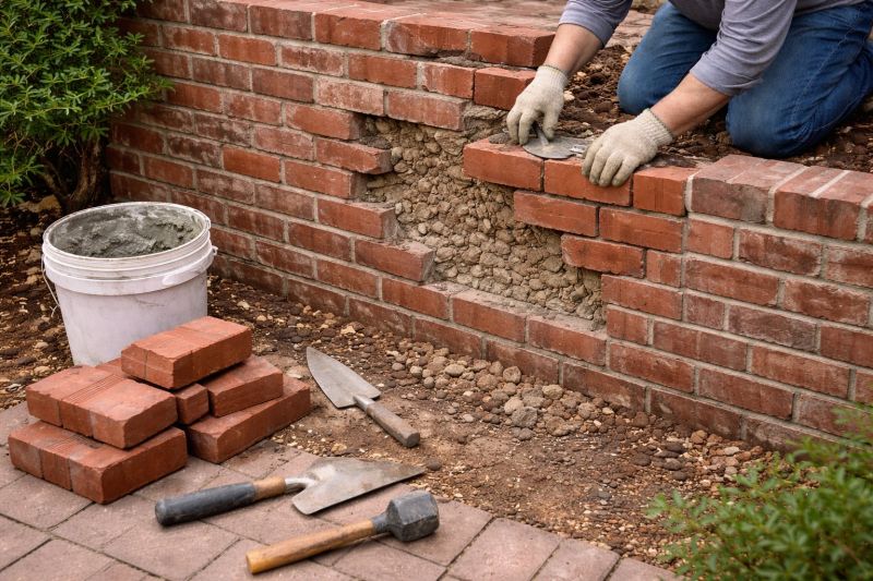 Brick Retaining Wall Repair in Howell, MI