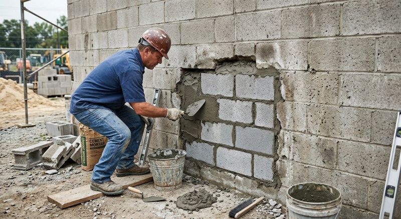 Cinder Block Wall Repair in Gregory, MI