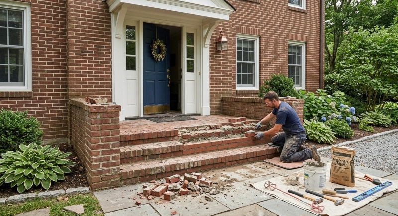 Entryway Brick Repair in Howell, MI