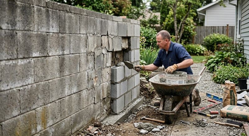 Cinder Block Wall Repair in Davisburg, MI